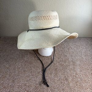 Madewell Sz S/M Chin Strap Straw Oversized Sunhat Tan Women's Beachy Boho Casual